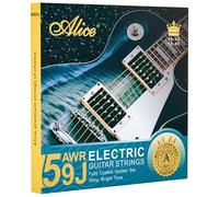 Alice Cordes de guitare électrique revêtues - Doré poli pour une sensation lisse et chaude - Tonalité vive - Extrémité sphérique avec étiquette de corde - Facile à installer (lumière normale, 10-46)