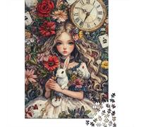 Alice dans Le Pays des Merveilles Set Puzzle 1000 Pièces Collectionneurs, Papier Recyclé Épais, Décoration Intérieure, Art Mural, Cadeau Couples, Puzzle Décoratif 38x26cm/1000pcs