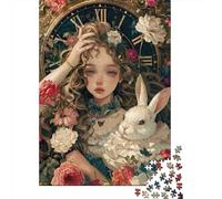 Alice in Wonderland 1000 Piece Fun Present Girl with Rabbit and Flowers for Adults & Kids Activity for Home Gift 38x26cm 1000pcs