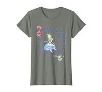 Alice in Wonderland Falling T-Shirt, Femme, Vert Kaki chiné, L