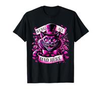 Alice In Wonderland Party Cheshire Cat Mad Hatter T-Shirt Fête T-Shirt Noir Chat du Cheshire Alice au pays des merveilles Fête T-Shirt S