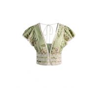Alice + Olivia - Haut à manches volantées brodées Keeley - Femme - Blouses et Chemises - Vert - Taille: 40 FR