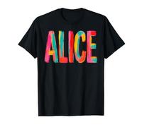 Alice Prénom Lettres colorées Coups de Pinceau T-Shirt Graphique avec Valeur