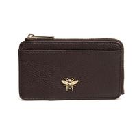Alice Wheeler Bee Porte-monnaie et cartes - Fermeture éclair compacte avec plusieurs emplacements pour cartes - Petit sac à main avec détail d'abeille signature - 13 x 8 x 1 cm, chocolat, M