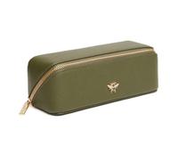 Alice Wheeler London Bee Mini trousse de maquillage - Organiseur de beauté compact pliable en accordéon avec abeille dorée et fermeture éclair - Idéal pour les voyages - 20 x 7,5 x 7,5 cm - Noir, vert