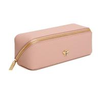 Alice Wheeler London Bee Mini trousse de maquillage - Organiseur de beauté compact pliable en accordéon avec abeille dorée et fermeture éclair - Idéal pour les voyages - 20 x 7,5 x 7,5 cm - Noir, rose