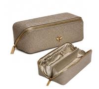 Alice Wheeler London Bee Mini trousse de maquillage - Organiseur de beauté compact pliable en accordéon avec abeille dorée et fermeture éclair - Idéal pour les voyages - 20 x 7,5 x 7,5 cm - Noir