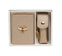Alice Wheeler London Bronze Étui à rouge à lèvres et miroir compact avec détails abeilles dorées - Sac à main de luxe accessoire de beauté pour voyage et utilisation quotidienne