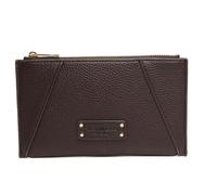 Alice Wheeler London Kensington Purse - Portefeuille compact en cuir végétalien avec logo gravé et détails aux coins - Porte-monnaie élégant pour tous les jours - Pierre, olive, chocolat - 11 x 8,5 cm