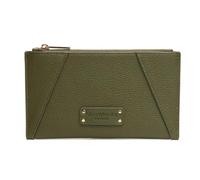 Alice Wheeler London Kensington Purse - Portefeuille compact en cuir végétalien avec logo gravé et détails aux coins - Porte-monnaie élégant pour tous les jours - Pierre, olive, chocolat - 11 x 8,5 cm