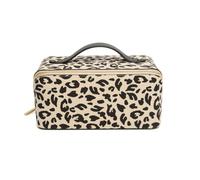 Alice Wheeler London Léopard Train Case Organiseur de beauté avec poches intérieures 24 x 12 x 12 cm