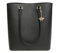 Alice Wheeler London Marlow Tote Bag - Noir - Sac fourre-tout en cuir vegan structuré avec fermeture magnétique, breloque abeille et intérieur organisé - 29 x 32 x 13 cm, Noir , 32 x 29 Centimeters
