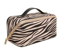Alice Wheeler London Trousse de beauté en forme de train à imprimé animal - Grande ouverture, intérieur doublé avec poches de rangement - 24 × 12 × 12 cm - Zèbre ou léopard, zébré, M, Trousse de