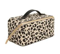 Alice Wheeler London Trousse de beauté en forme de train à imprimé animal - Grande ouverture, intérieur doublé avec poches de rangement - 24 × 12 × 12 cm - Zèbre ou léopard, Léopard clair, M, Trousse
