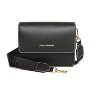 Alice Wheeler Sloane Highbury Sac à bandoulière en nappa végétalien noir, coutures contrastées, fermeture à rabat magnétique