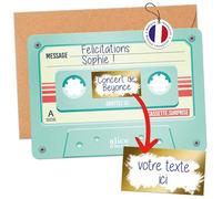 aliceandberry Cartes à gratter Cassette Surprise - Cadeau Concert Festival Musique à Offrir - Anniversaire, EVJF, Fête couple - Personnalisable - Design Retro Vintage - Couleur Menthe