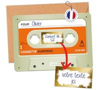 aliceandberry Cartes à gratter Cassette Surprise - Cadeau Concert Festival Musique à Offrir - Anniversaire, EVJF, Fête couple - Personnalisable - Design Retro Vintage - Couleur Beige