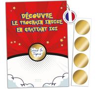 aliceandberry Chasse au Trésor à Gratter Enfant - Jeu Personnalisable - 8 Cartes + Pastilles - Activité Intérieur/Extérieur - Thème Manga - 5-12 Ans