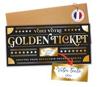 aliceandberry Golden ticket à gratter Carte Cadeau Surprise Personnalisable - Idéal Anniversaire, EVJF, Départ Retraite, Cadeau Couple, Annonce - Design Or et Noir