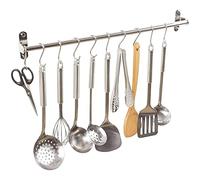 Alicemall Porte-ustensiles de cuisine 60 cm – 10 crochets amovibles – acier inoxydable