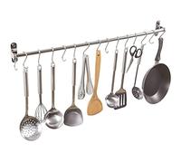 Alicemall Porte Ustensiles Cuisine 80cm avec 15 Crochets Amovible, Support de Cuisine Mural en Acier Inoxydable