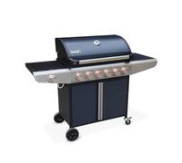 Alice's Garden - Barbecue au gaz - Bazin 6 Gris anthracite - Cuisine extérieure 6 brûleurs dont 1 feu latéral avec tablettes et thermomètre. rangement. roues