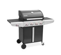 Alice's Garden - Barbecue au gaz - Bazin Gris anthracite - Cuisine extérieure 5 brûleurs dont 1 feu latéral avec tablettes et thermomètre. rangement. roues