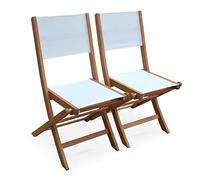 Chaises de jardin en bois et textilène - Almeria blanc - 2 chaises pliantes en bois d'Eucalyptus huilé et textilène