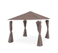 Ensemble complet toile de toit et rideaux taupe pour tonnelle 3x3 m Elusa - toile de rechange pergola, toile de remplacement