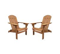 Alice's Garden - Lot de 2 fauteuils de Jardin en Bois - Adirondack Salamanca- Eucalyptus. chaises de terrasse rétro. sièges de Plage