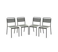 Alice's Garden - Lot de 4 chaises de Jardin Acier. 4 Places. Kaki. Amelia. L44 x P52 x H79cm