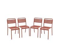 Lot de 4 chaises de jardin acier. 4 places. terracotta. Amelia. L44 x P52 x H79cm