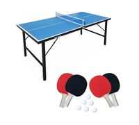 Alice's Garden - Mini Table de ping Pong 150x75cm - Table Pliable Indoor Bleue. avec 4 Raquettes et 6 balles