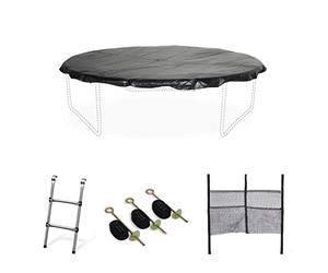 Alice's Garden - Pack Accessoires pour Trampoline Ø 250cm Pluton/Gémeaux/Pluton Inner - Échelle. bâche de Protection. Filet de Rangement pour Chaussures et kit d’ancrage