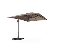 Alice's Garden - Parasol déporté rectangulaire taupe 3x4m + dalles à lester 50x50cm