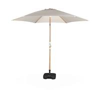 Alice's Garden - Parasol droit rond sable Ø293cm mât central en aluminium imitation bois. orientable et manivelle d'ouverture