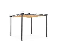 Alice's Garden - Pergola Aluminium - Isla 3x3m - Toile Beige- Tonnelle idéale pour Votre terrasse. Toit rétractable. Toile coulissante. Structure Aluminium