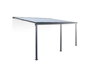 Alice's Garden - Pergola Murale 3x4 m en Aluminium et Polycarbonate avec gouttière. pergola adossée. Avenio