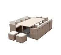 sweeek Salon de jardin 8-12 places - Vabo - Coloris Beige Coussins Beige table encastrable Beige G