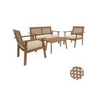 Alice's Garden - Salon de Jardin. Bohémia. cannage Rond. canapé 2 Places. 2 fauteuils. 1 Table Basse 117x64x74 cm