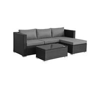 Alice's Garden - Salon de Jardin en résine pour 4 Personnes - Torino - résine Noir et Coussins Gris