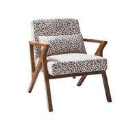 Fauteuil scandinave bois d'hévéa et imprimé léopard ANTOINE