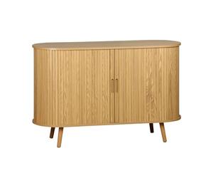 Alice's Garden swe uffet scandinave 2 Portes coulissantes. 4 Compartiments. décor Bois rainuré. Couleur Naturelle. Buffet Bas. L 120 x P 40 x H 75cm