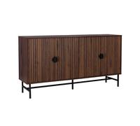 Alice's Garden sweeek - Buffet de Rangement Effet Bois foncé. Bazalt. Quatre Portes. Deux étagères. Buffet Haut. vaisselier. L 157.5 x l 39 x H 83cm