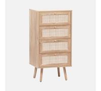 Alice's Garden sweeek - Commode chiffonnier 4 tiroirs décor Bois et cannage