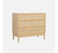 Alice's Garden sweeek - Commode décor Bois et cannage 3 tiroirs Teinte Naturelle - 90 x 40 x 80 cm - Judith