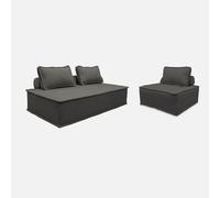 sweeek - Ensemble chauffeuses DAO pour canapé modulable en Tissu capitonné 3 Places Gris foncé
