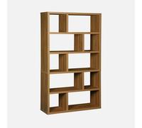 Etagère bibliothèque asymétrique 5 niveaux 10 compartiments. casiers. effet bois de manguier. L 111.2 x P 39 x H 190cm