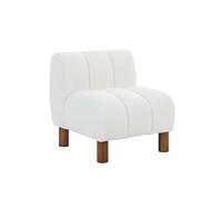 Alice's Garden sweeek - Fauteuil Enfant Pieds arrondis Bois d'hévéa et Bouclette Blanche L 47 x P 56.5 x H 52.5cm - Angel