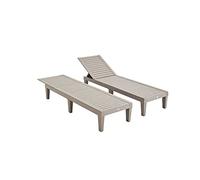 Alice's Garden sweeek- Lot de 2 Bains de Soleil. PIA. transats Multi Positions. en Plastique. Gris Taupe